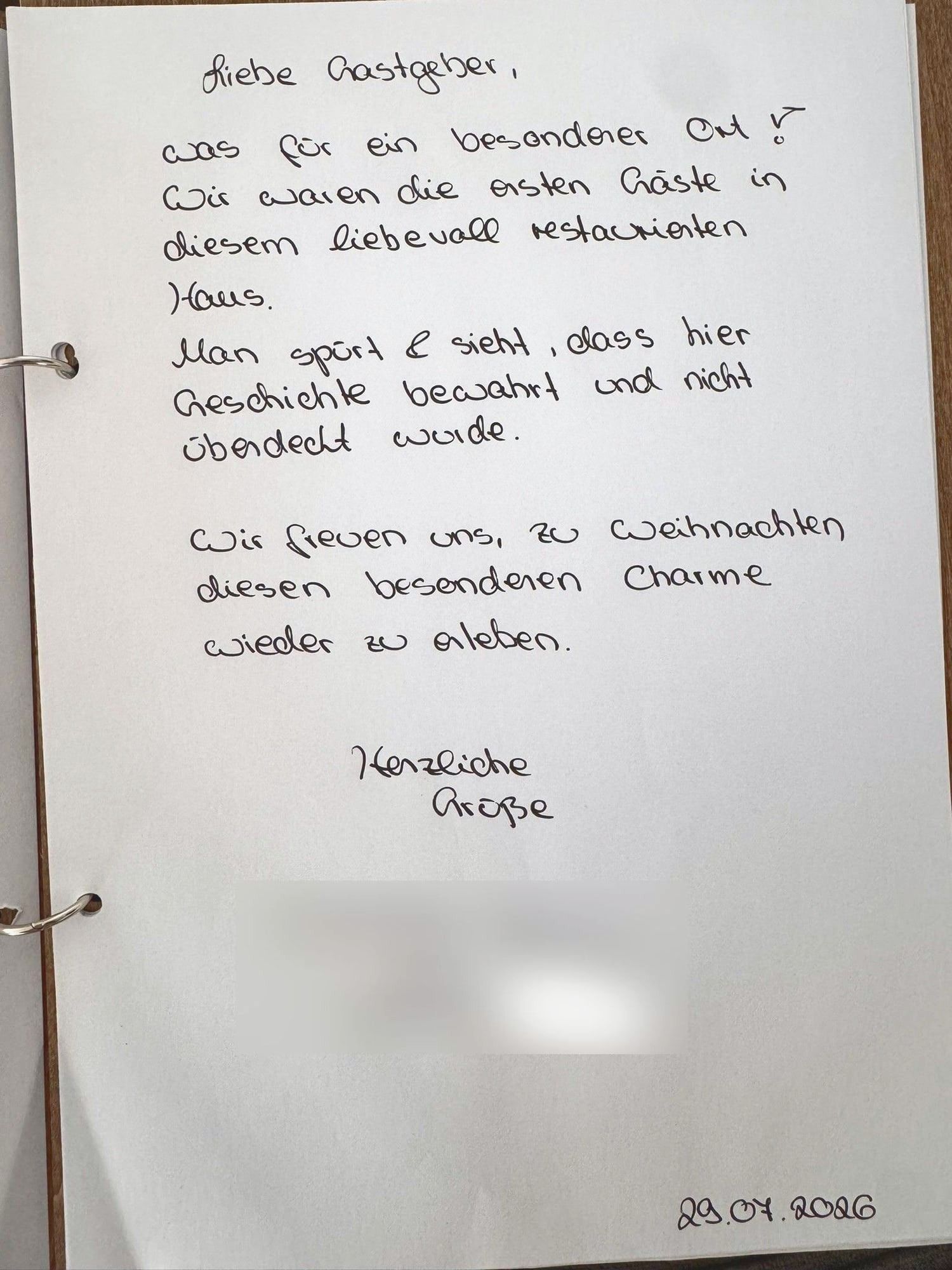 Gästebucheintrag der ersten Gäste im Anno 1802